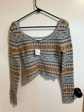 American Eagle Outfitters Fair Isle Off-the-Shoulder Sweater